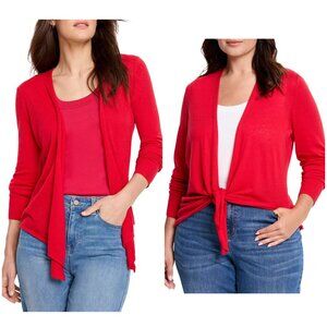 NIC+ZOE Grace 4-Way Convertible Cardigan Linen Blend Red size XL Minimalist Boho